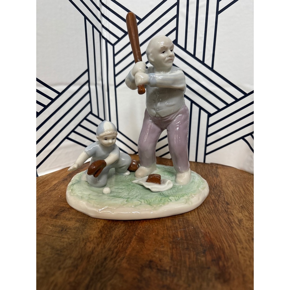 Vintage 1992 Paul Sebastian Porcelain Baseball Grandfather and Grandson Figurine